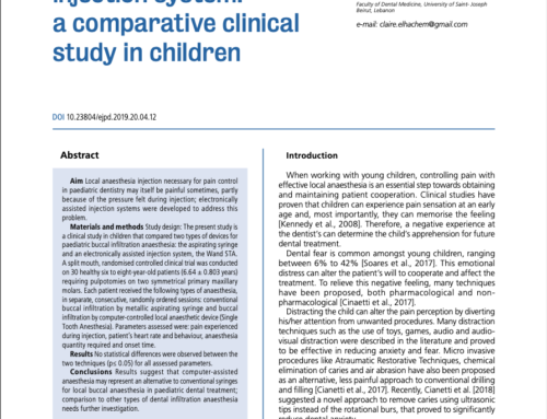 Metallic syringe versus electronically assisted injection system: a comparative clinical study in children.